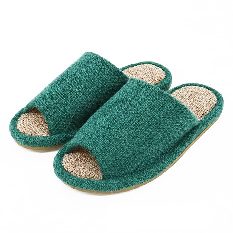 ECRU Carpet Pile Slippers Laurel Green L