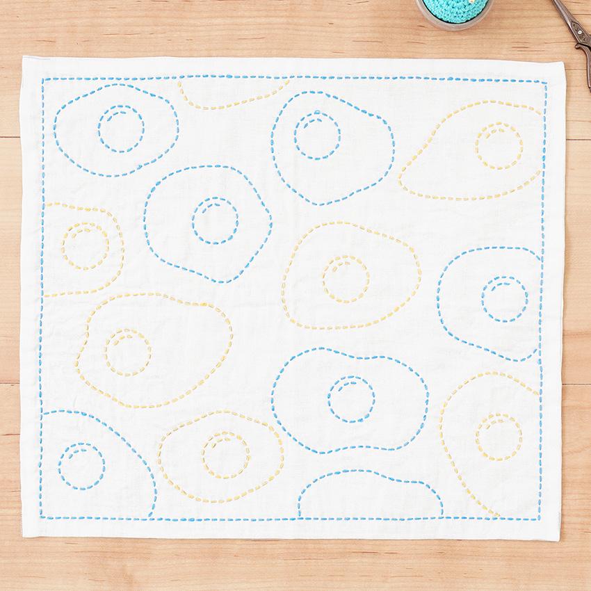 Hara Wool Sashiko Dishcloth Sashiko Kit Made in Japan 100% Cotton Egg