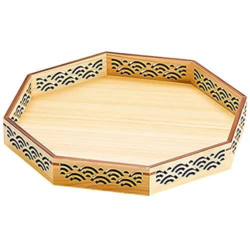 Yamaco Yumi Professional Use Hinoki Wooden Octagonal Tray with Asanoha Pattern yamaco28019