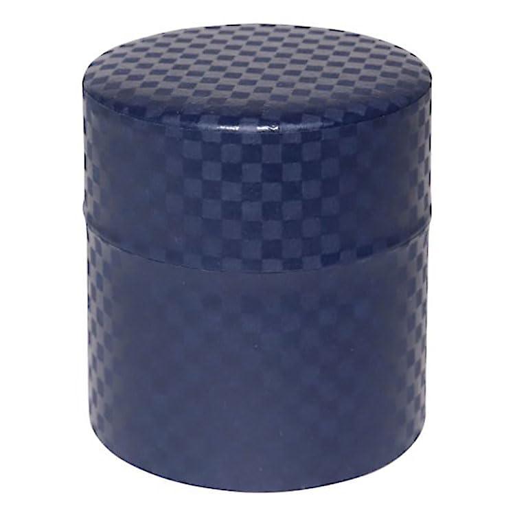 Yamako Yamako Tea Canister Tea Can Tema Hima Workshop Pockan Modern Checkered Pattern Blue S Made in Japan Stylish Cute Tea Leaves Tea Black Tea Coffee Storage Case Preservation Container 78276