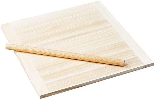 Yamako Wooden Noodle Board with Rolling Pin, Small (Paulownia Wood)