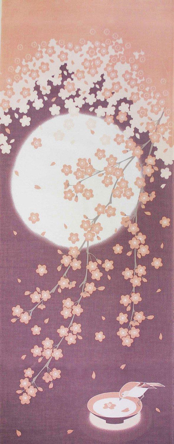 Yamako Shikisai Cloth Tenugui Moon and Cherry Blossoms 35×90cm 87549