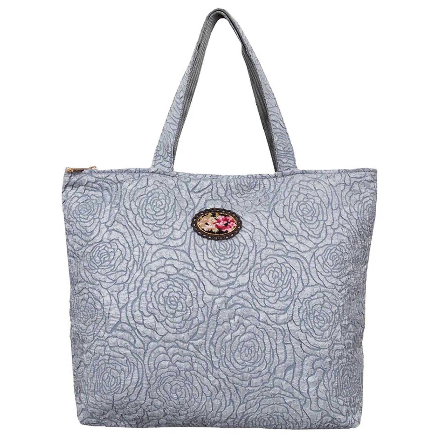  Rose stamped handbag, gray