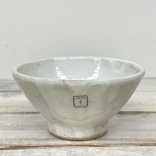 rokuro high-platform rice bowl, shaved white, large