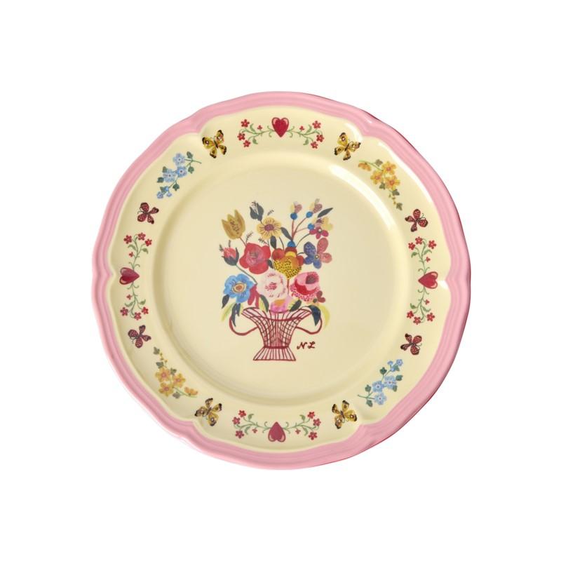rice & Nathalie Lete Melamine Vintage Side Plate/Pink