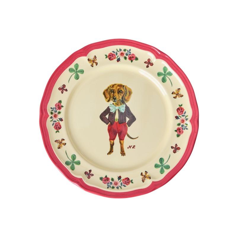 rice & Nathalie Lete Melamine Vintage Side Plate/RED