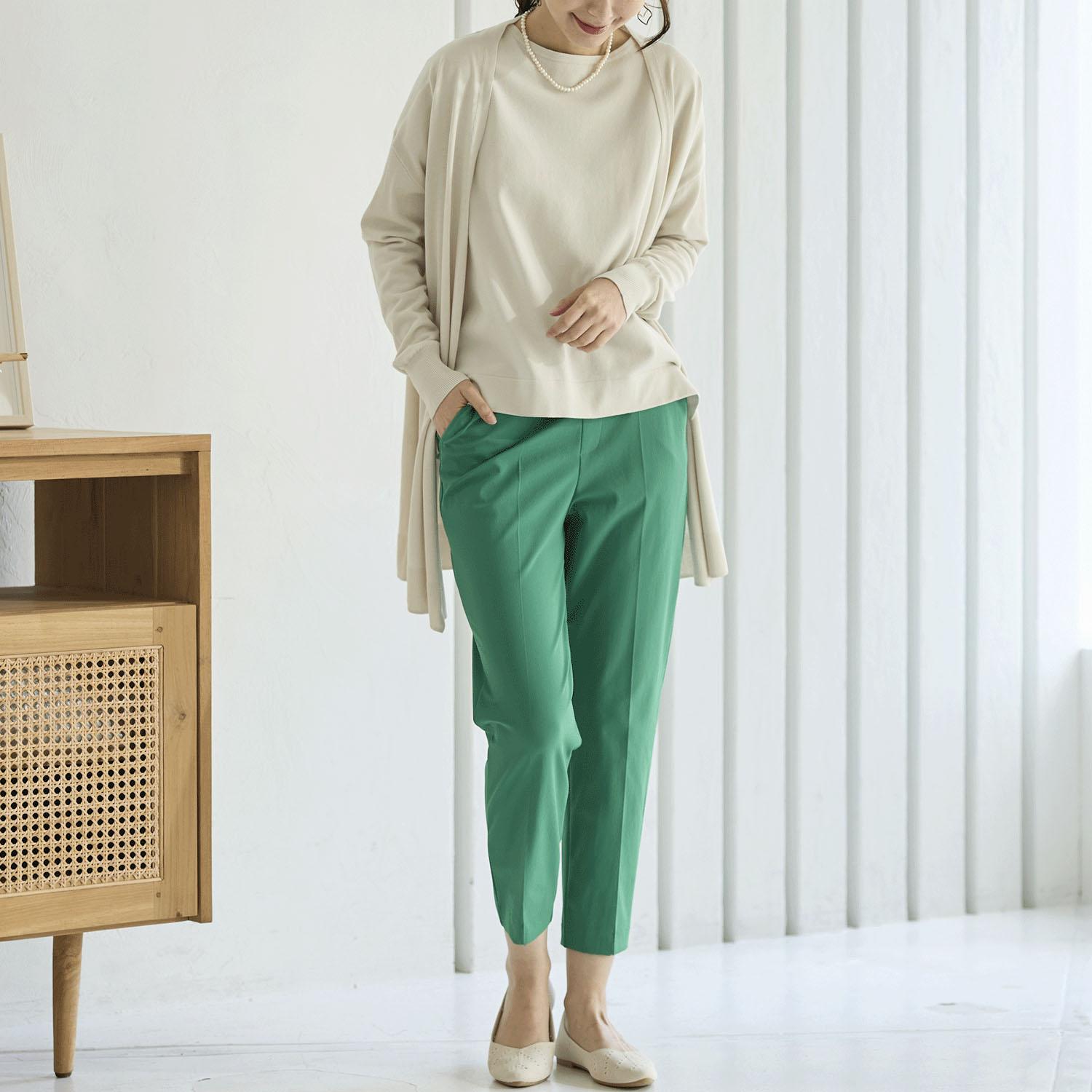 TAKUMIBA SARA DRY Front Pocket Cropped Tapered Lime Yellow L