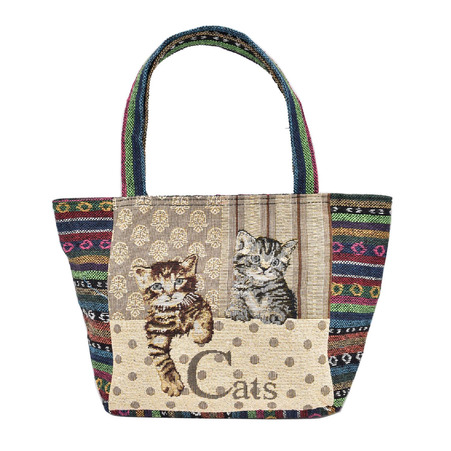 Cat Gobelin Boat-Shaped Tote Bag