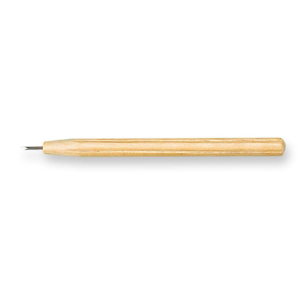 Needle with grooved wooden handle