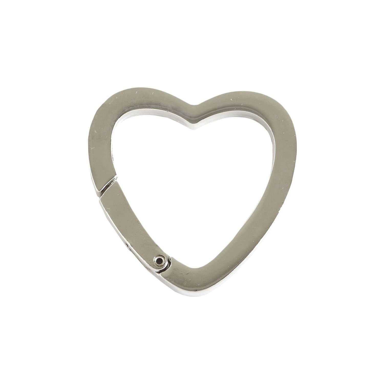 Nippon Button Trading Flat Cast Carabiner Heart Small 33mm Silver CK2-34-S
