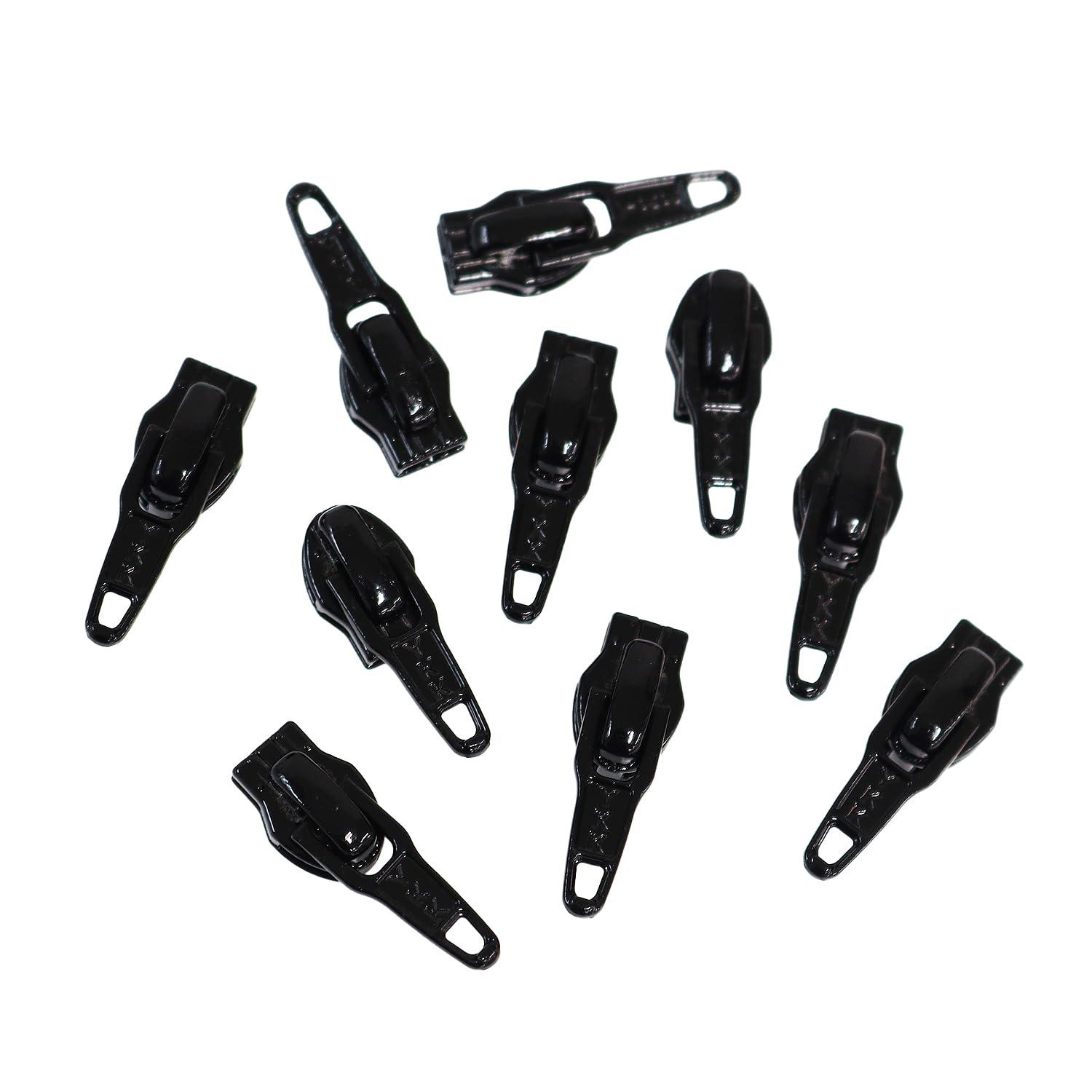 Japan Button Flat Knit Zipper Slider  10-Pack  Black  FNPS-DA580