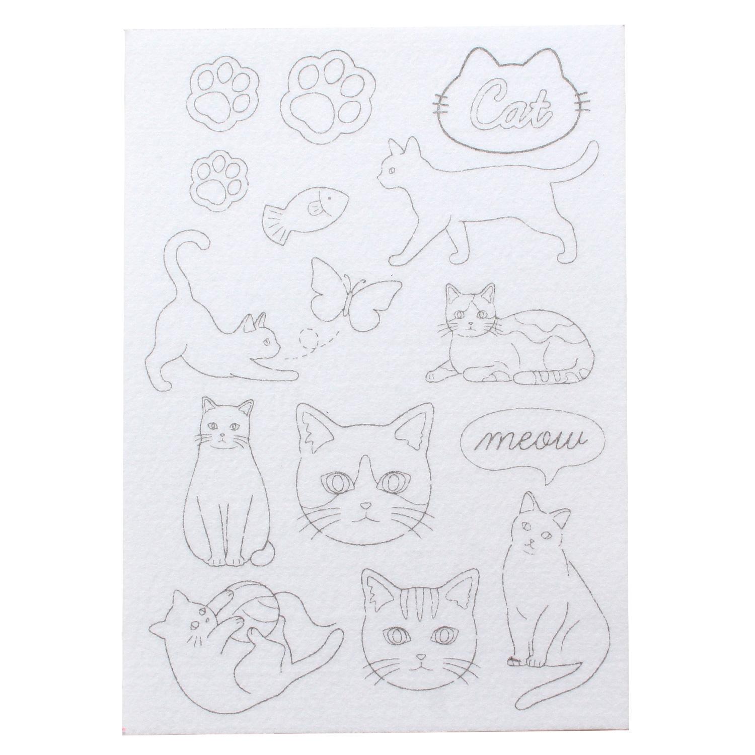 Nippon Chuko Pre-Printed Pattern Felt Base Easy-to-Use Felt 1 Sheet Cat LCF-1