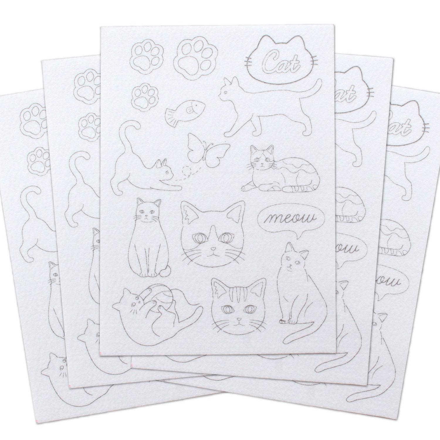 Nippon Chuko Pre-Printed Felt Bases Easy-to-Use Felt 5 Sheets Per Pack Cat LCF-1-5