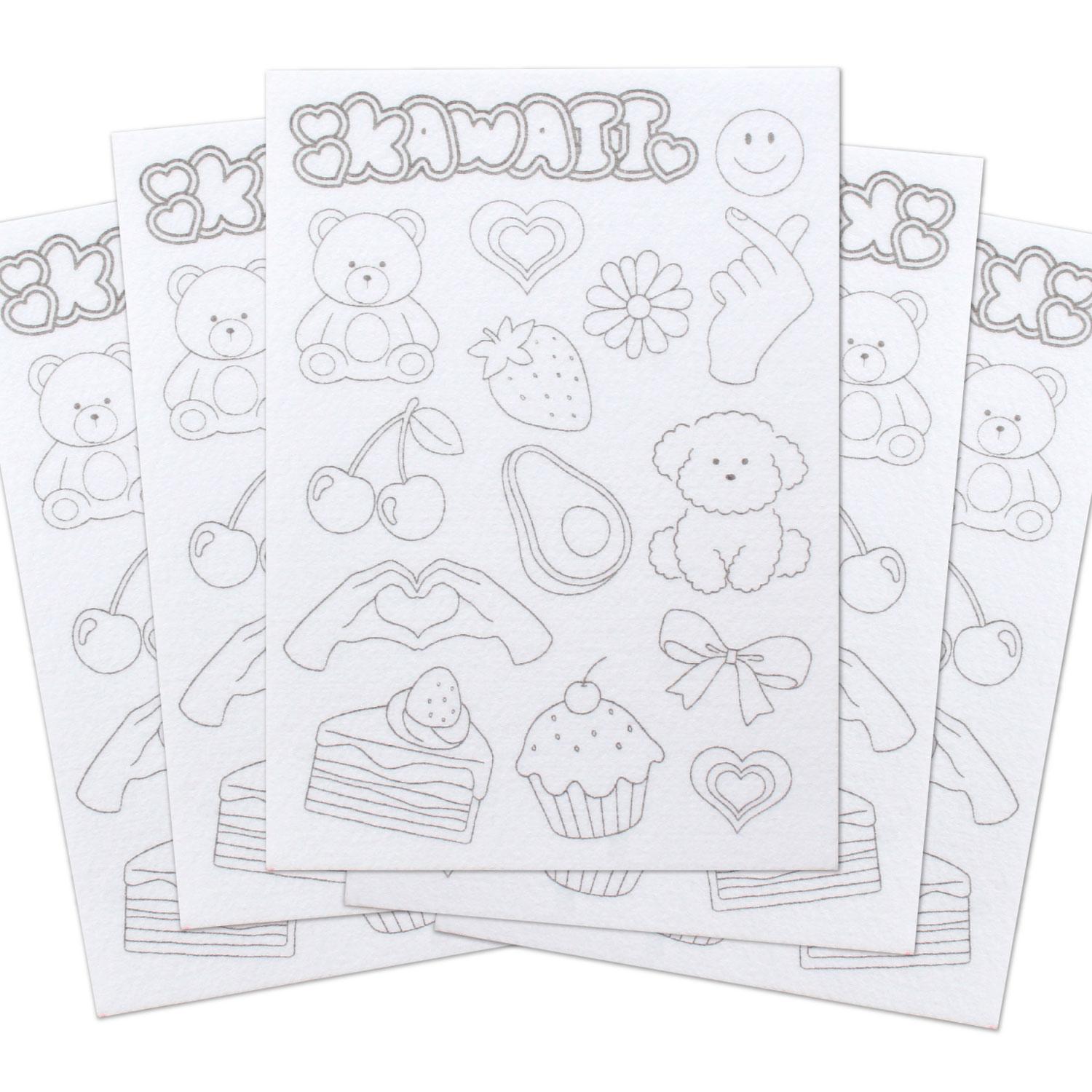 Nippon Chuko Pre-Printed Felt Bases Easy-to-Use Felt 5 Sheets Kawaii LCF-4-5
