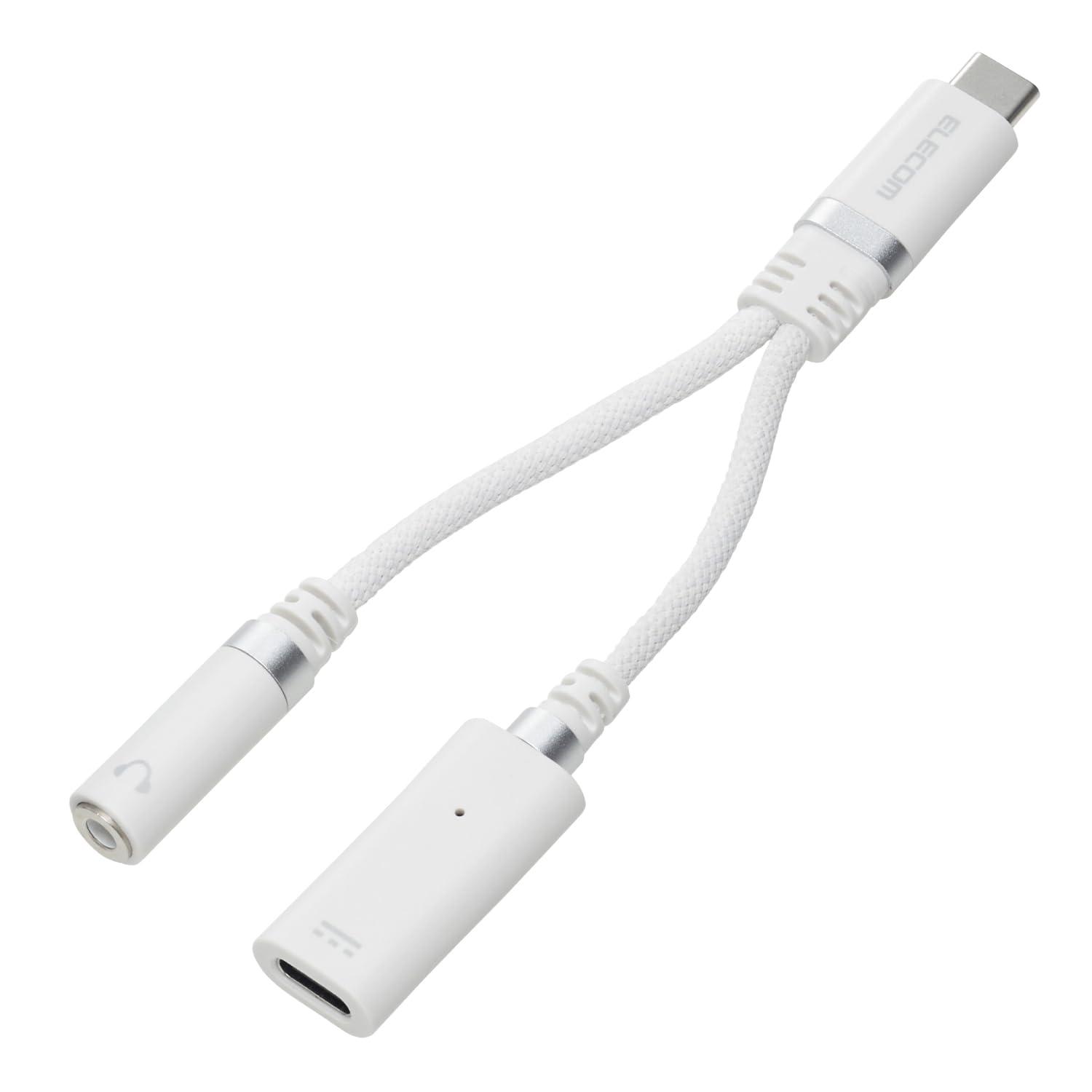 ELECOM USB-C to 3.5mm Headphone Adapter with Audio Jack Conversion and DAC High Durability, Hi-Res Support, PD Charging Compatible iPhone/Android Compatible Black MPA-C35DSPDWH