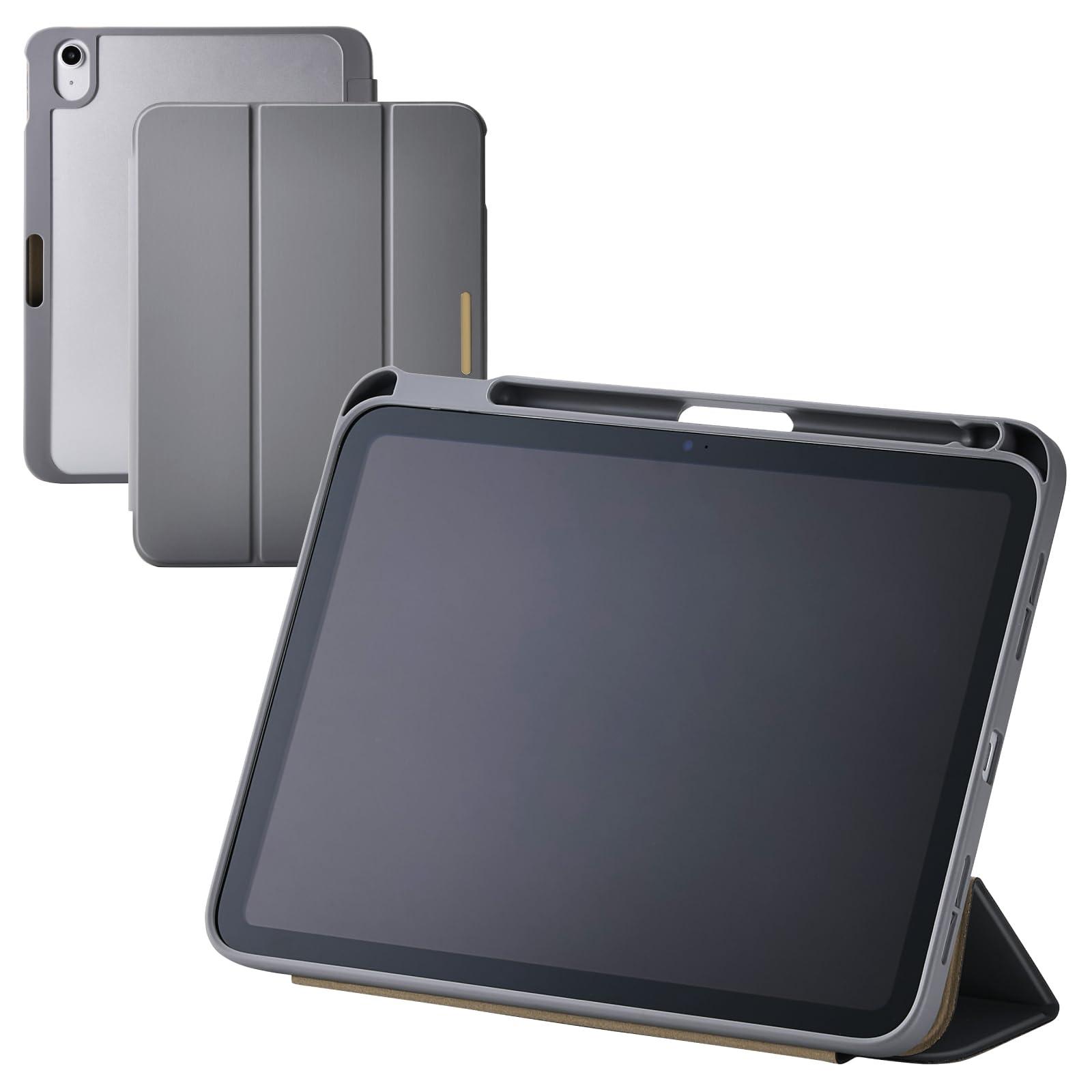 ELECOM iPad (A16) Flap Case Slim & Lightweight CHIC STYLE Sleep Mode Compatible Charcoal Gray TB-A25RWVJM3GY