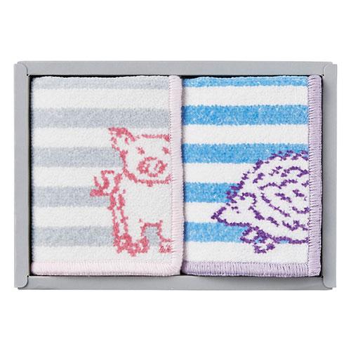Grece Echigo Weaving Technique Chenille Weave Copan Mini Towel Handkerchief 2P Pig & Hedgehog  22617813