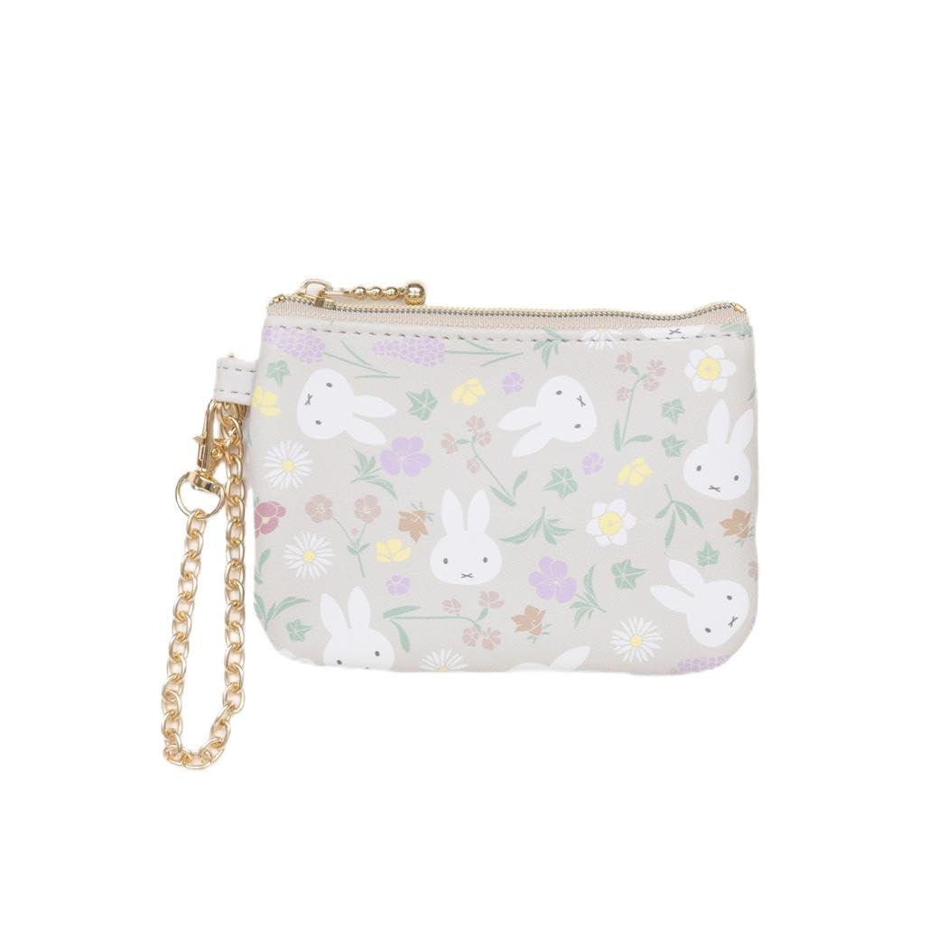 miffy floral pattern coin & pass case / beige