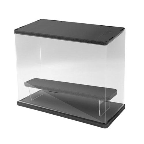 Young Top LED Downlight Acrylic Display Case 2-Tier Black Capsule Toy Figure Light-Up 3-Color Lighting Switch LADC-2F-BK