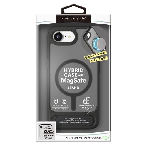 PGA iPhone 16e Hybrid Case with Stand for MagSafe Compatibility Ideal for Video Viewing MagSafe Accessory Compatible Matte Black PG-25KMH09BK