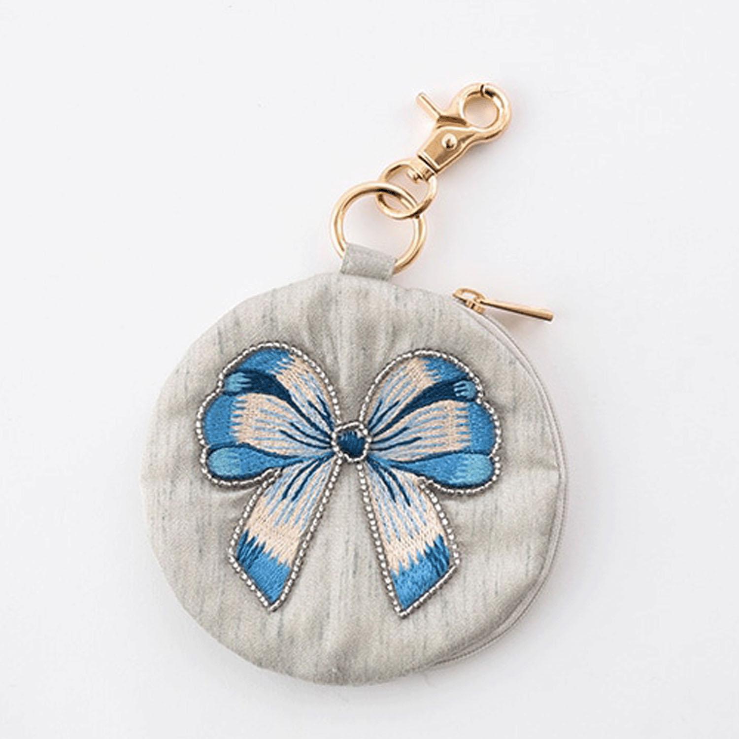 Ribbon Embroidery Key Pouch