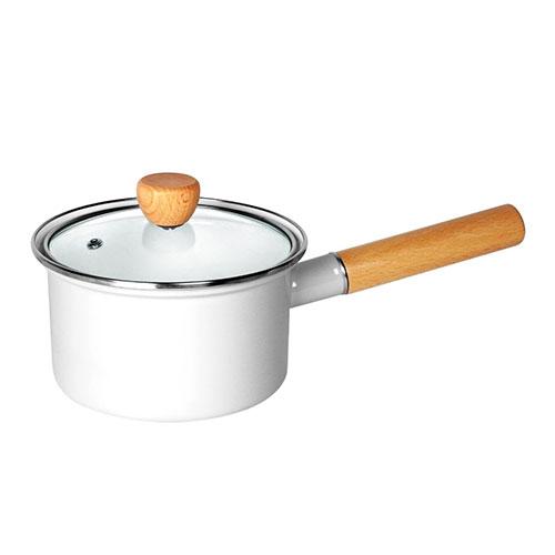Rise Creation Enamel 15cm Milk Pan Durable and Eco-Friendly Material for Long-Lasting, Worry-Free Use White R0514-A