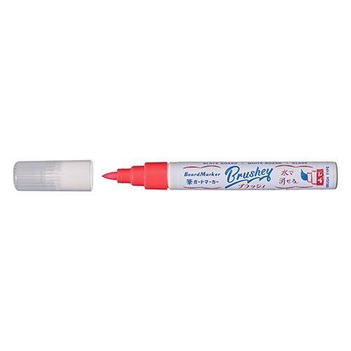 Reimei Fujii Brush Board Marker Easily erased with a damp cloth. Brush-tip marker in vivid fluorescent colors. Red LBM1347RX5