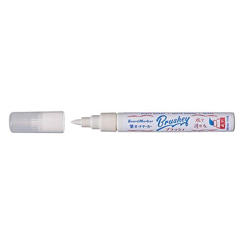 Reimei Fujii Brush Board Marker Easily erased with a damp cloth. Brush-type vivid fluorescent color marker White LBM1347WX5