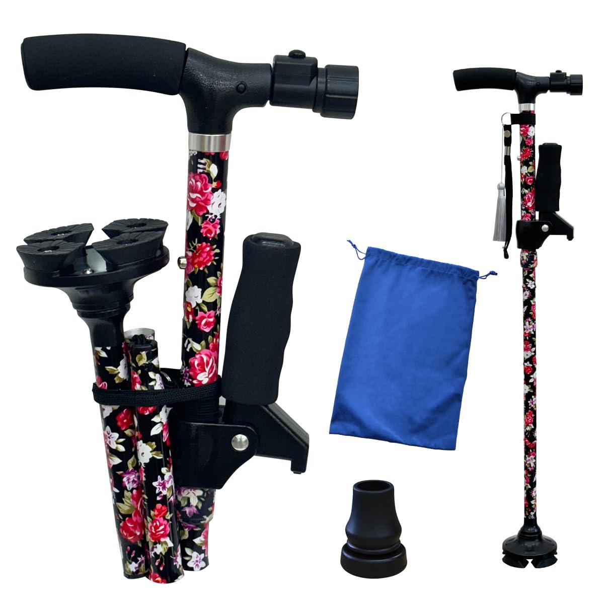 Rakuraku Ken Folding Cane Raku Steki Light Standard/rk-01024-s-bk Black