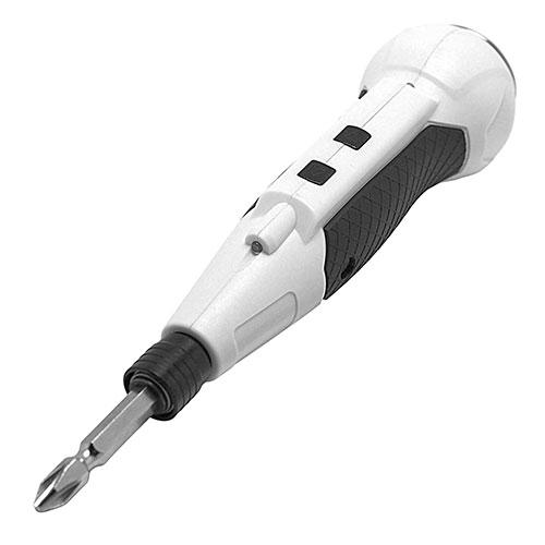 Sankin Trading Ball Grip Electric Screwdriver Lightweight 2-Way Manual/Electric LED Light Non-Slip High-Temperature Protection White BGD01-WH