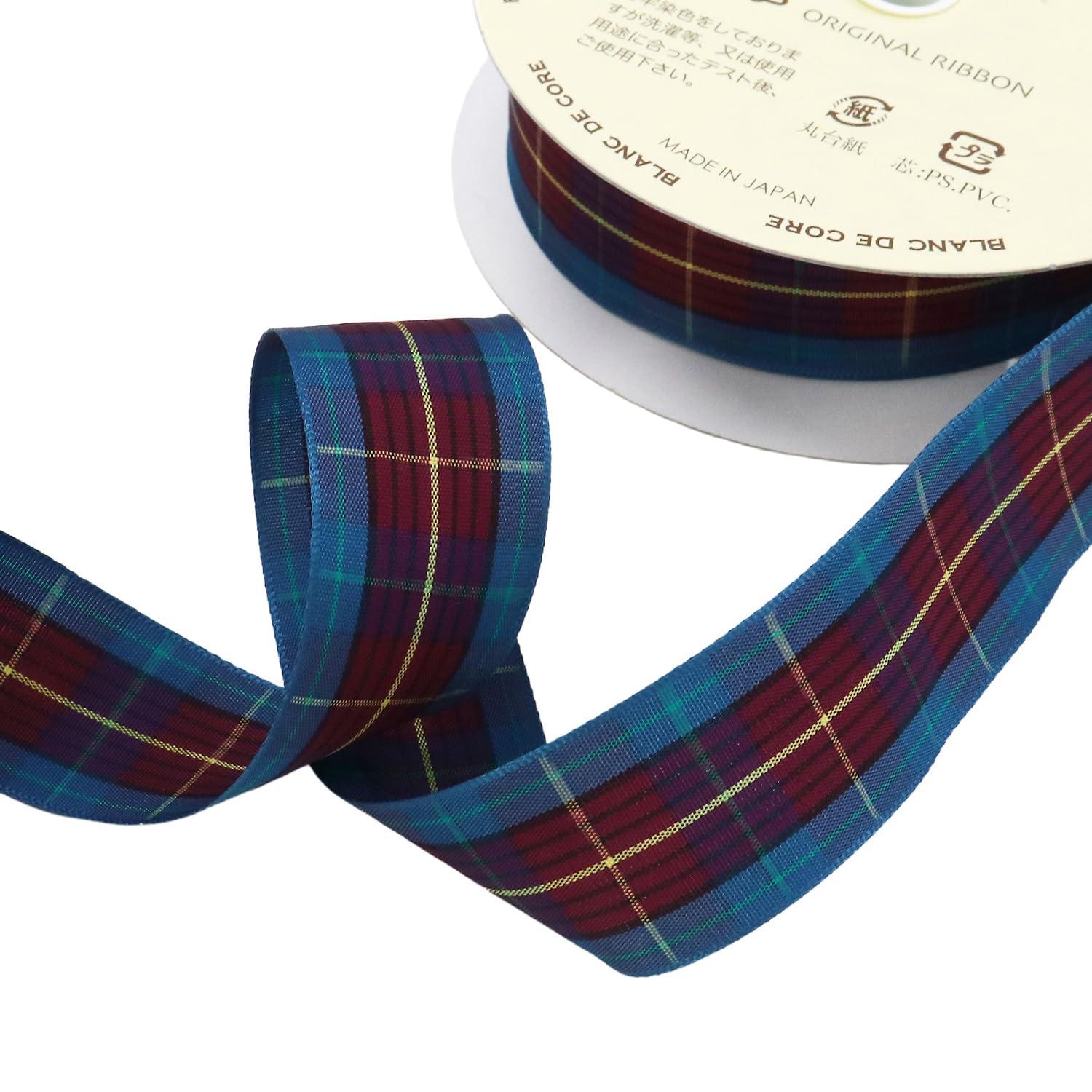 Konishi Ribbon Check Ribbon 24mm × 10m Blue/Red KR2460-24-2