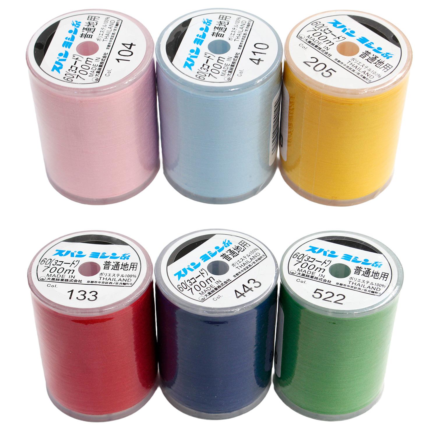 Daiyafeather Home Sewing Machine Thread Pop Color 6-Color Set 60 Weight/700m DKS24-POPSET