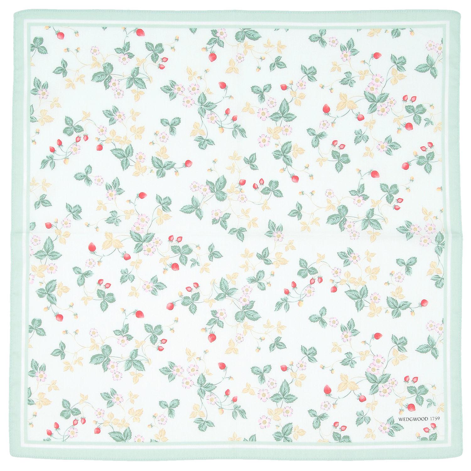 [Blooming] Wedgwood Printed Handkerchief Wild Strawberry (Green) Women's Ladies Handkerchief Handkerchief Approx. 50cm 138109-0002-02 Color: Green