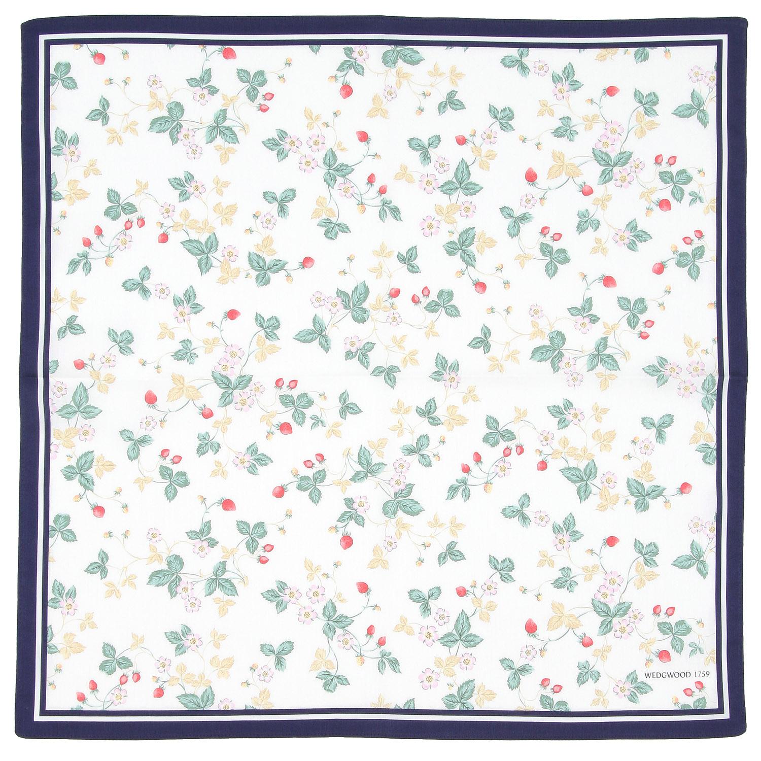 [Blooming] Wedgwood Printed Handkerchief Wild Strawberry (White) Women's Ladies Handkerchief Handkerchief Approx. 50cm 138109-0002-03 Color: White