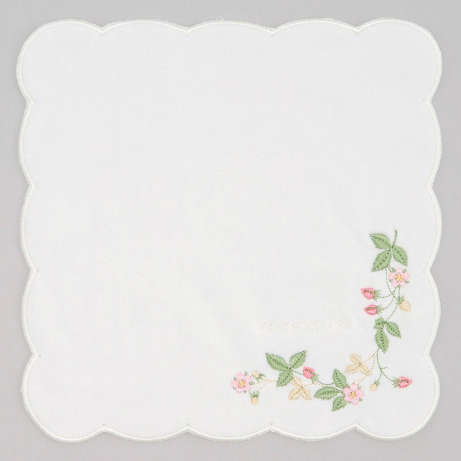[Blooming] Towel Handkerchief Wild Strawberry Embroidery (White) Women's Ladies Towel Hand Towel Approx. 25cm 138857-0002-03 Color: White