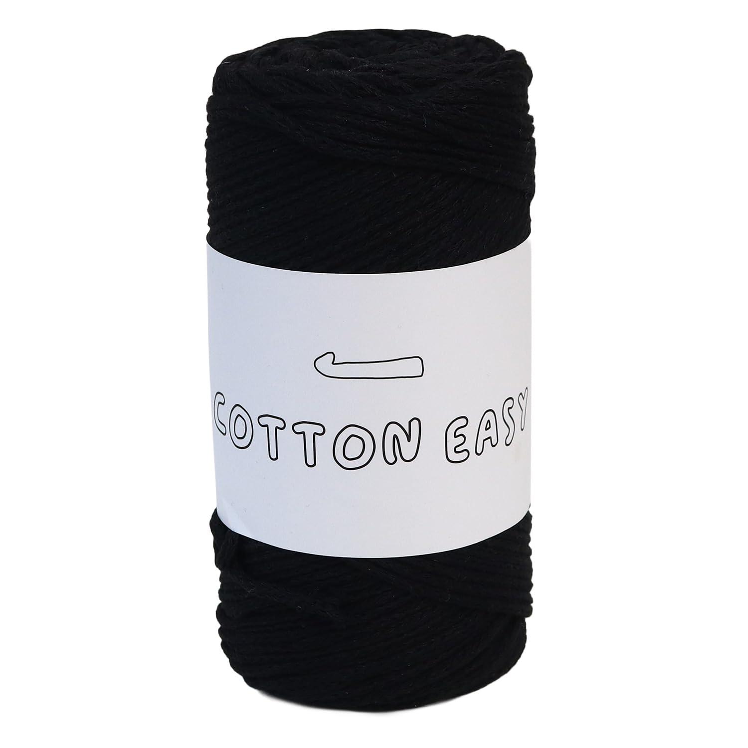 Knit Wit Korean Cotton Knitting Yarn [COTTON EASY] 1 skein approx. 200g Black (Black) KNW-CE21