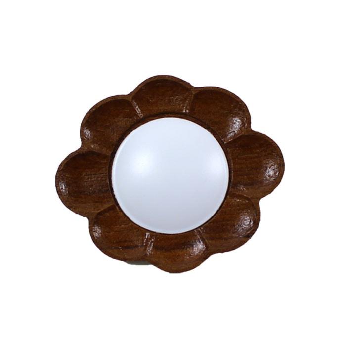 Embroidered Accessory Hardware Wooden Frame Brooch Flower With Plastic Plate