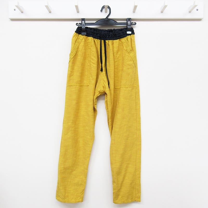 Giemon Kurume Kasuri Plain Master Mustard M 30 Slub M7033-2