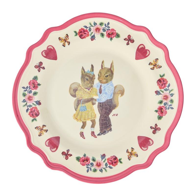 rice & Nathalie Lete Melamine Vintage Dinner Plate/RED