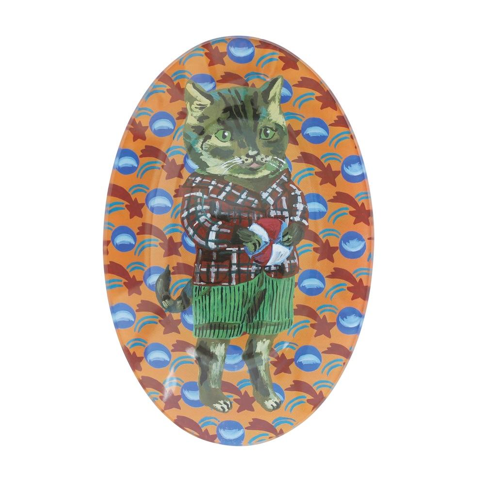 Nathalie Lete Glass Oval Plate 5-Piece Set Tabby Cat/511414