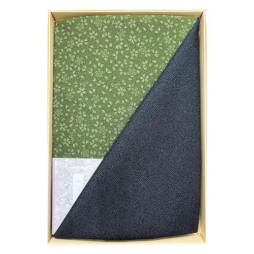 Double-width, single-cross weave, double-sided dyed furoshiki Shark/Small Cherry Blossom, Navy/Rikyu For gift wrapping or wine bottle wrapping 22618206