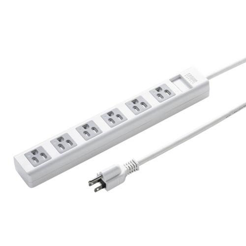 AC125V/15A x 5m Tap (6 outlets/3-pole/with shutters)