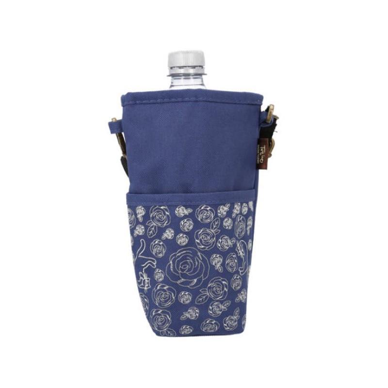 Tartine Bottle Shoulder Bag: Roses and Cat / Navy