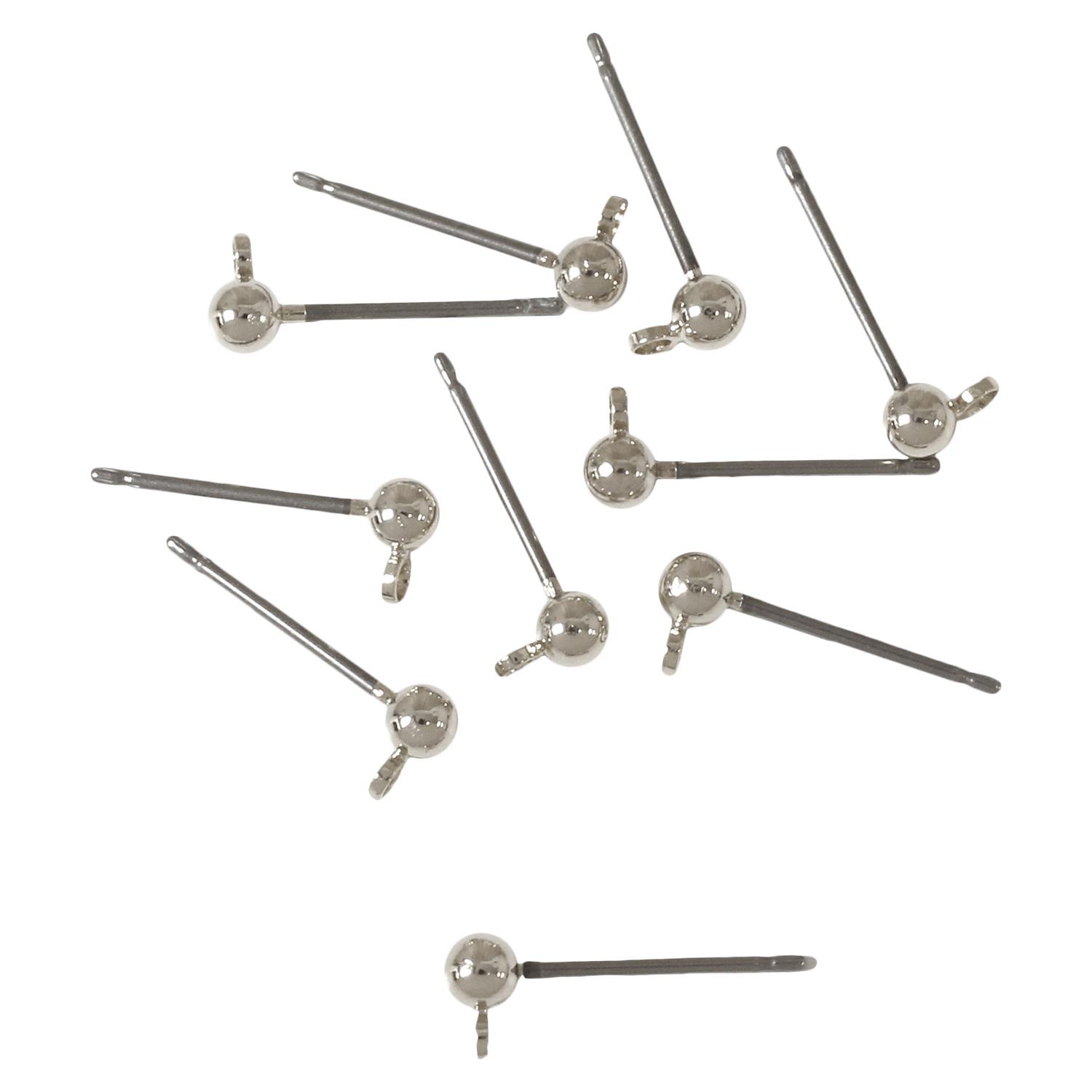 Nippon Button Trading Nickel-Free Stud Earrings with Backing, 5 Pairs, Silver KE1503-S