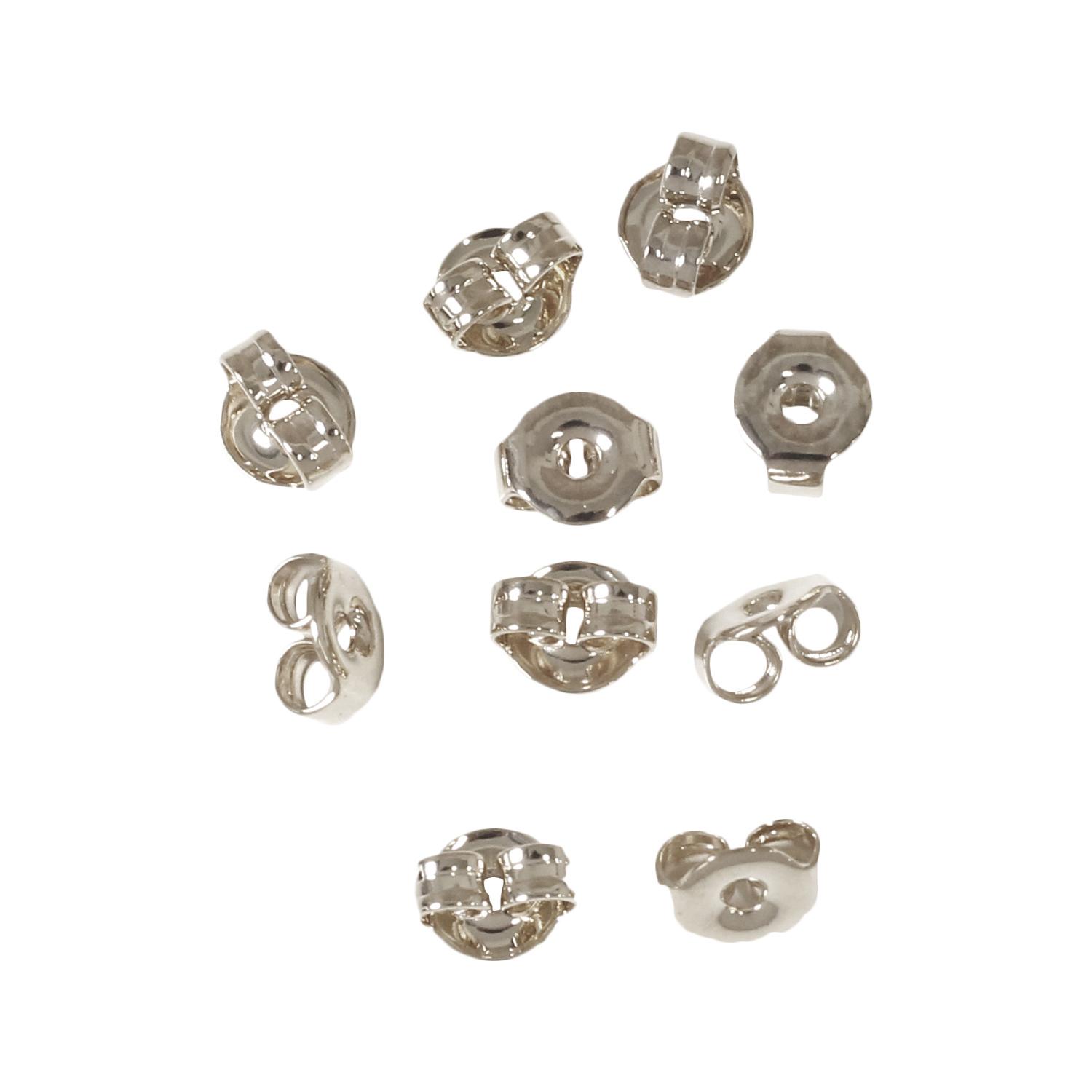 Nippon Button Trading Nickel-Free Earring Backs 10 Pairs Silver KE1505-S