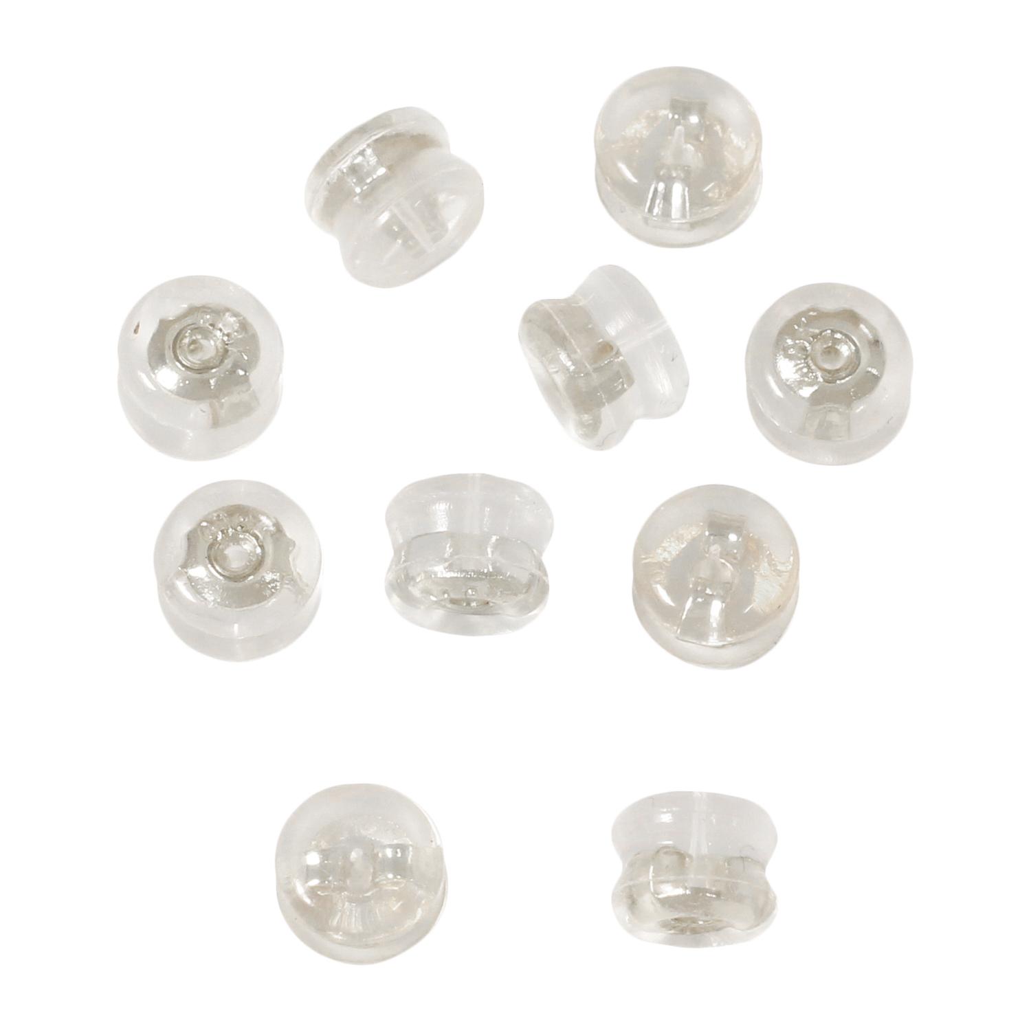 Nippon Button Trading Double Catch Earring Back Grooved Large Diamond Shape 5 Pairs Silver KE1508-S