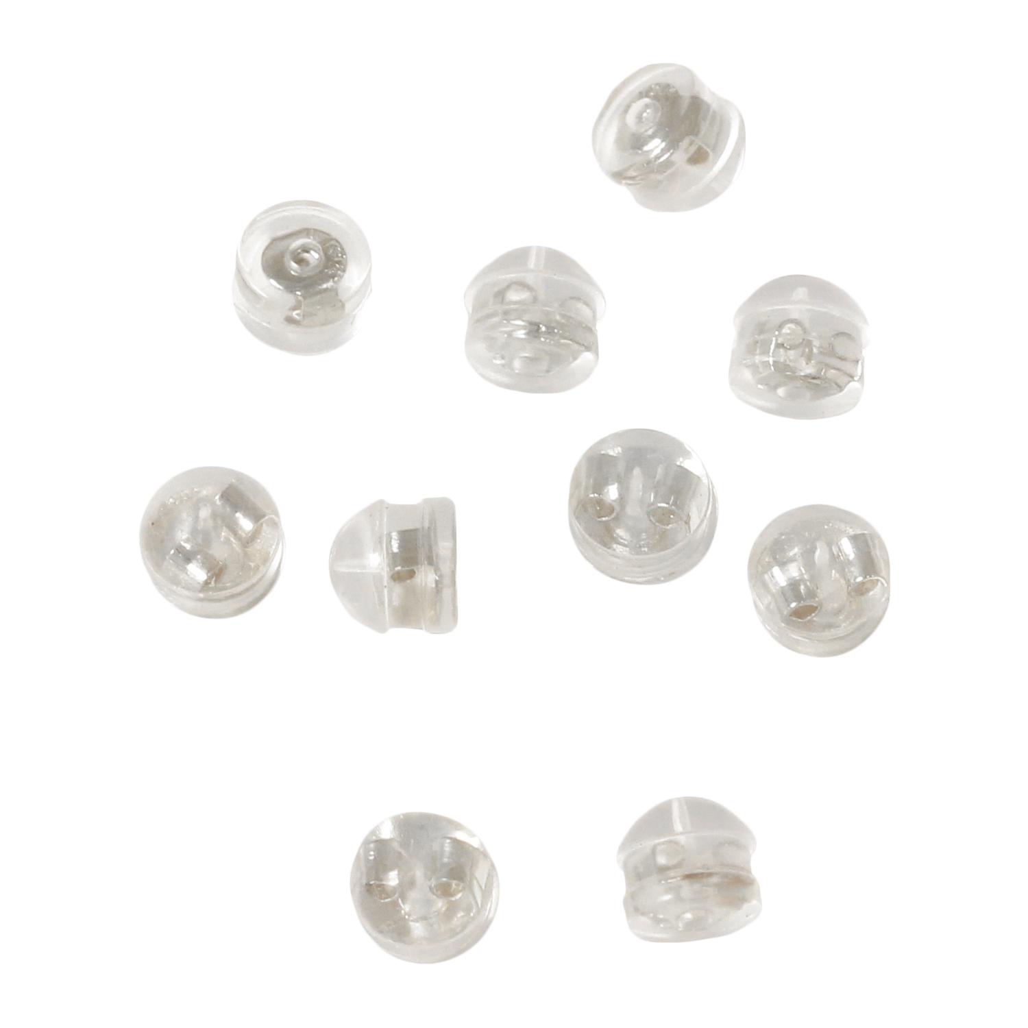 Nippon Button Trading Double Catch Earring Back Grooved Small Dome Type 5 Pairs Silver KE1509-S
