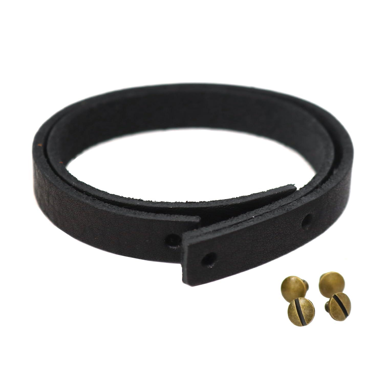 Nippon Chuko Genuine Leather Strap Parts for Fasteners Leather Strap Width approx. 10mm × Length approx. 21cm Black LST-B