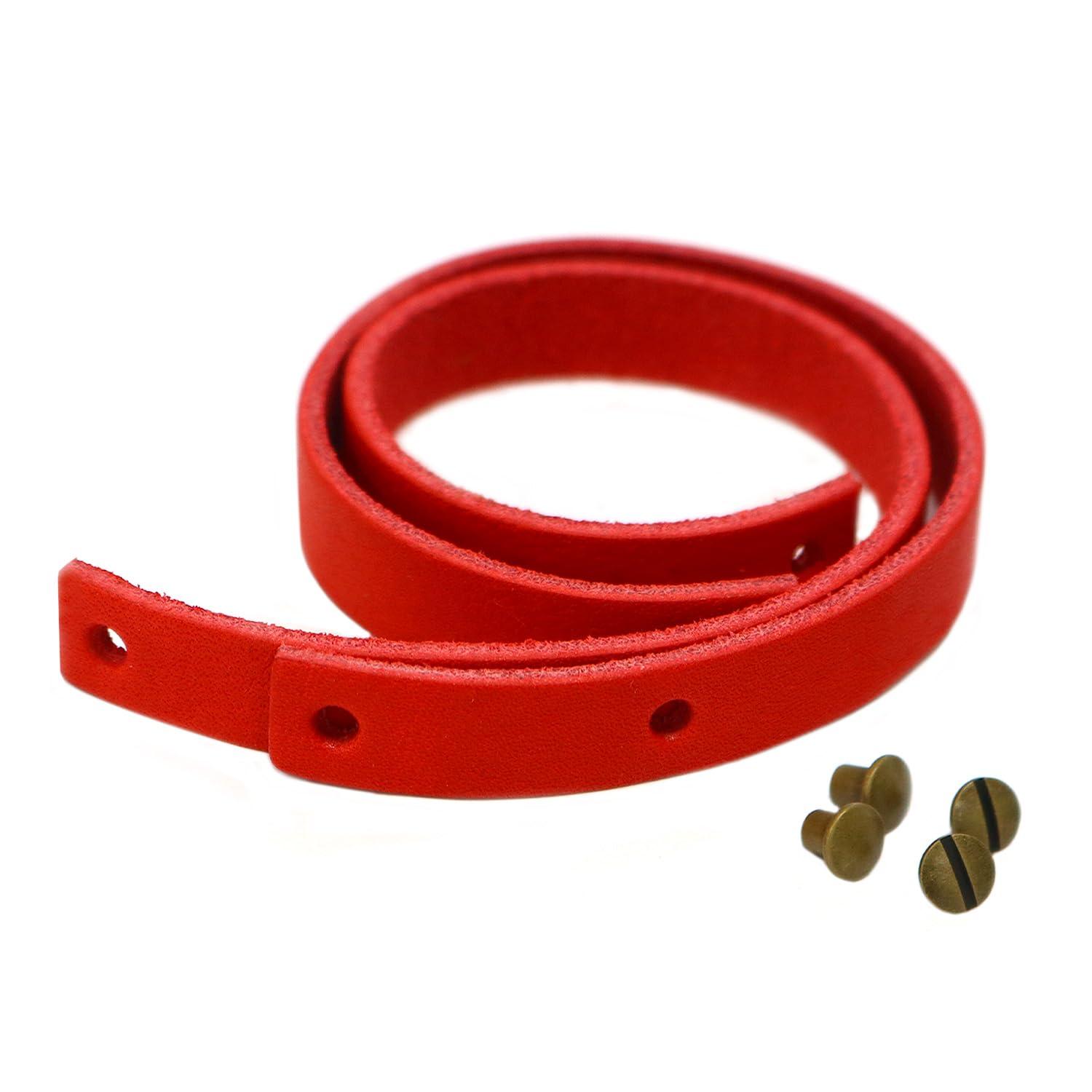 Nippon Chuko Genuine Leather Strap Parts for Fasteners Leather Strap Width approx. 10mm × Length approx. 21cm Red LST-R