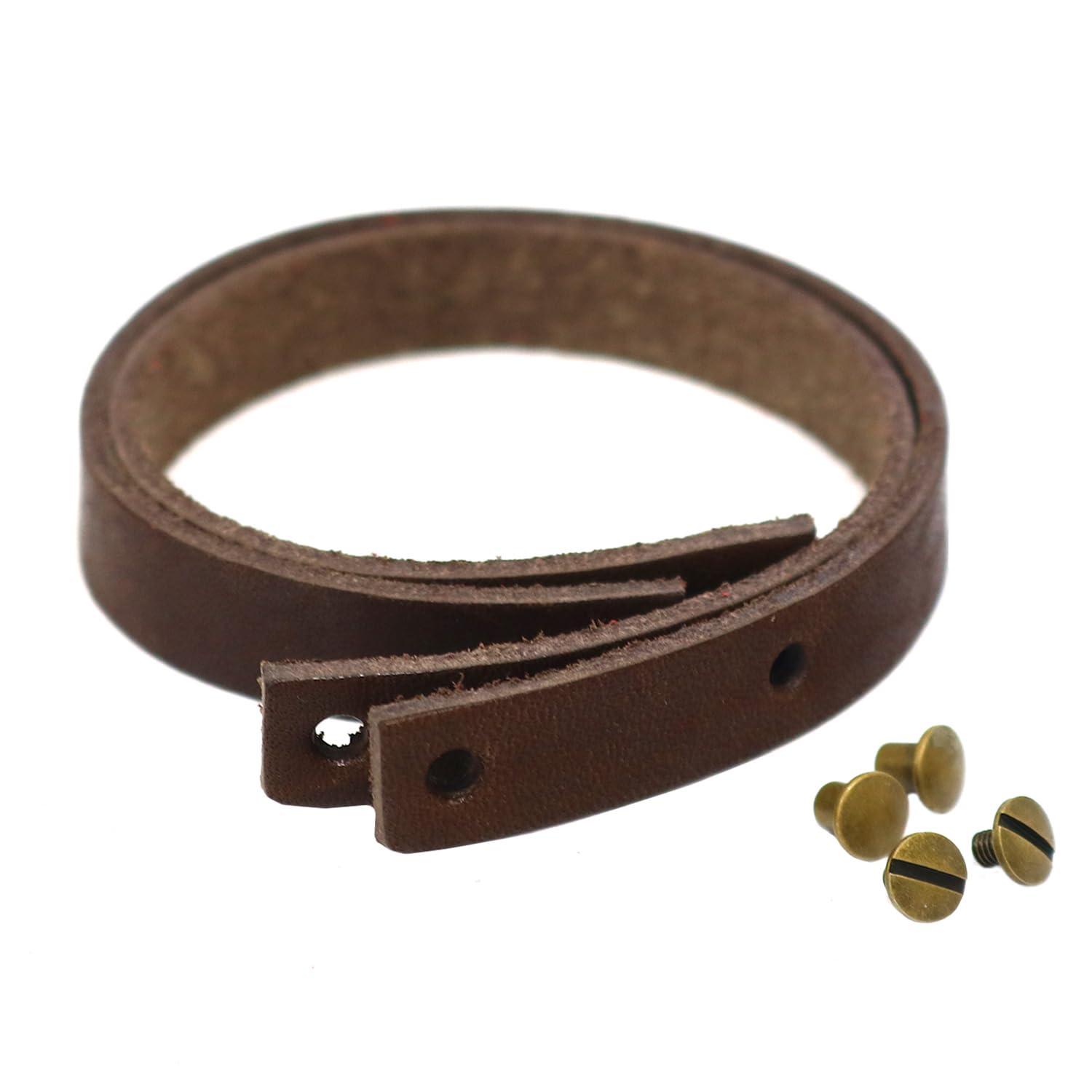 Nippon Chuko Genuine Leather Strap Parts for Fasteners Leather Strap Width approx. 10mm × Length approx. 21cm Dark Brown LST-DC